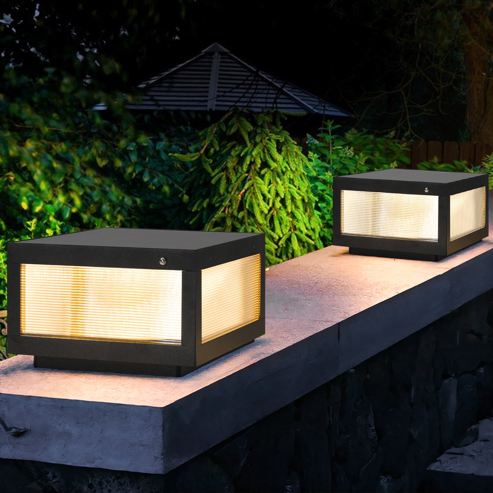 12" Black Solar LED Outdoor Post Cap Light - view 11