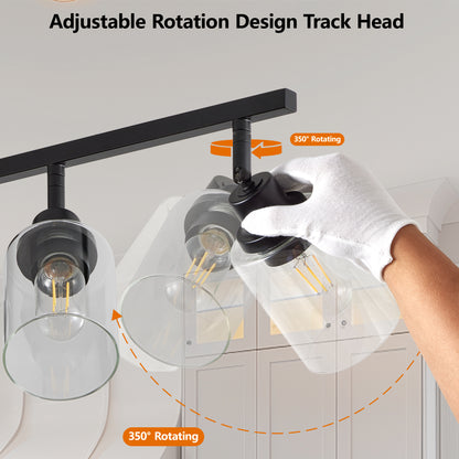 6-Light Black Track Lighting Kit with Glass Shades - view 6