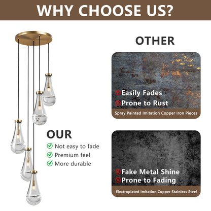 5-Light Brass Cluster Pendant Chandelier - view 9