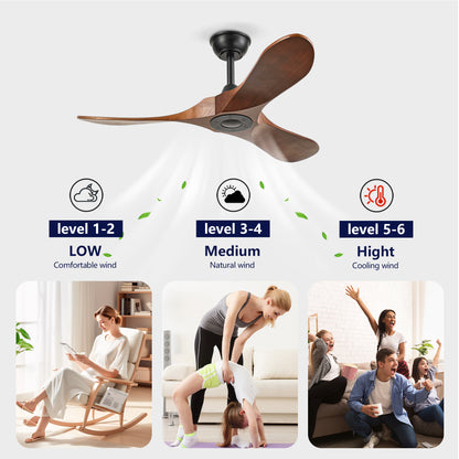 42" Matte Black Solid Wood Ceiling Fan with Remote - view 13