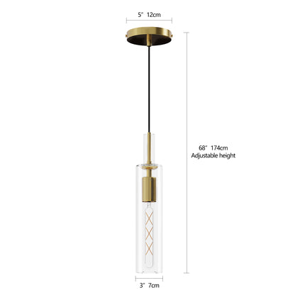 Gold Pendant Light with Striped Glass Shade, Set of 3 - view 8