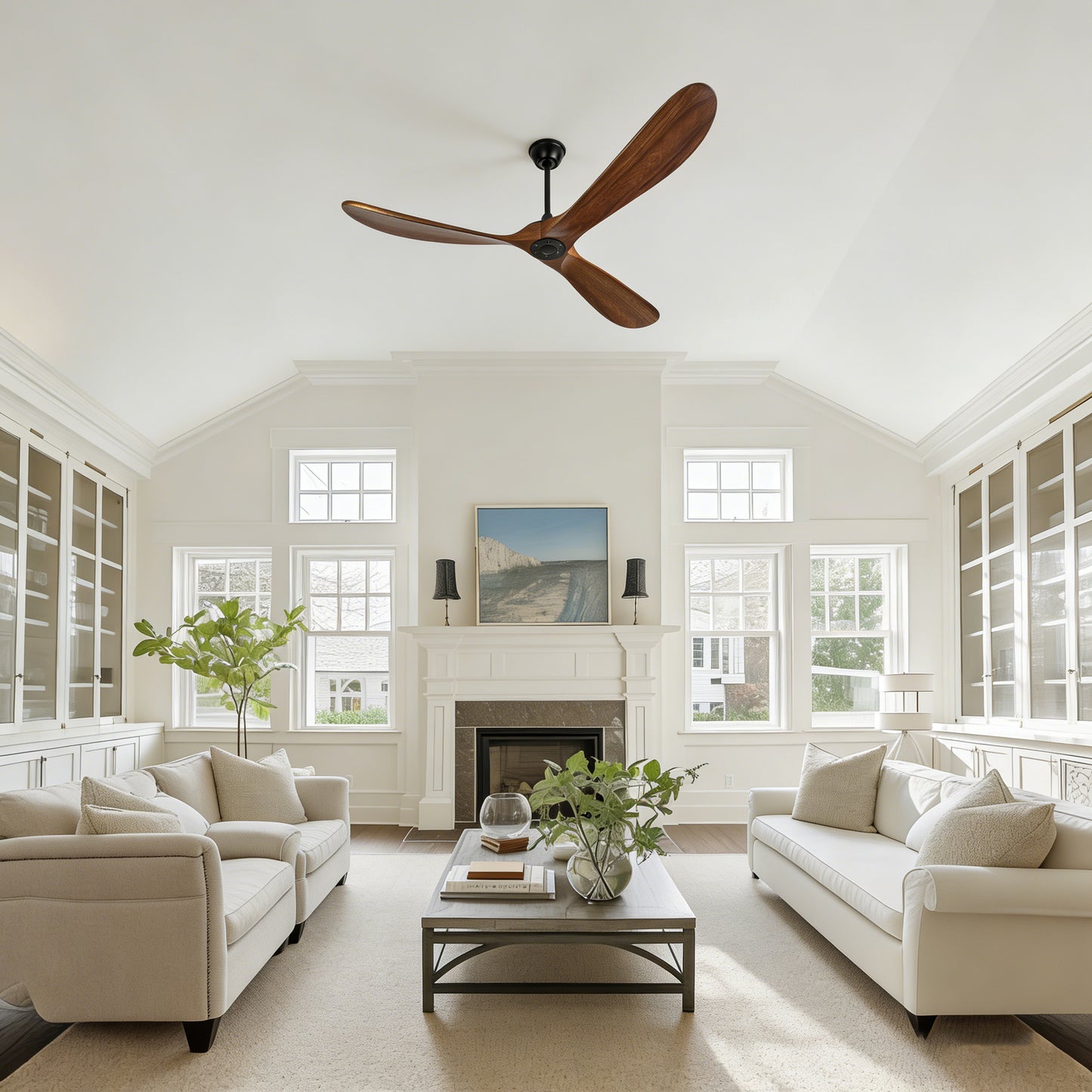 72" Walnut Solid Wood Ceiling Fan with Remote - view 7