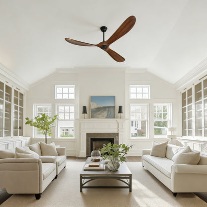 72" Walnut Solid Wood Ceiling Fan with Remote - view 7