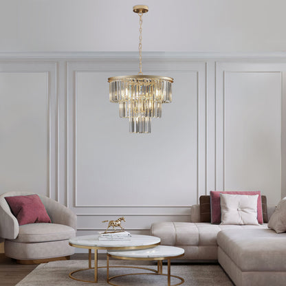 20" 7-Light Gold 3-Tier Crystal Chandelier - view 3