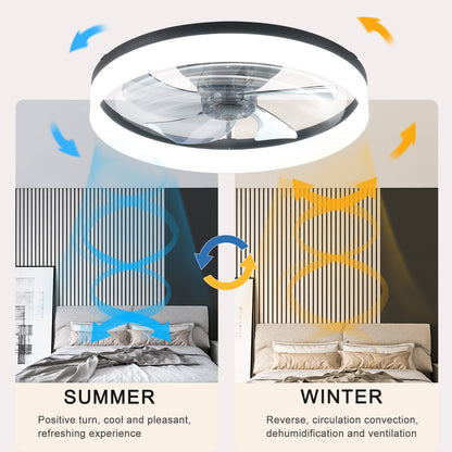 20" Black Low Profile Ceiling Fan with Dimmable LED - view 8