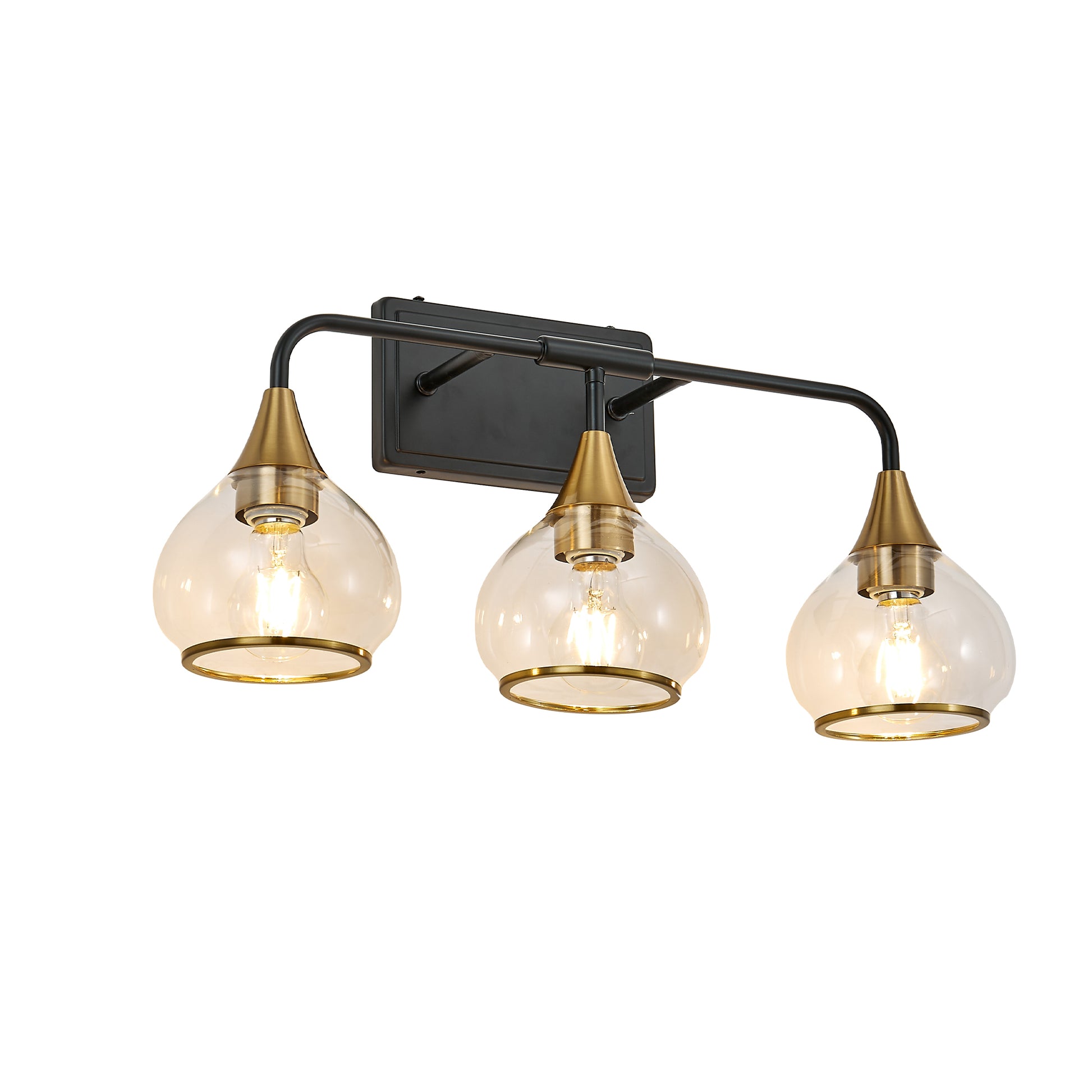 23" 3-Light Black & Gold Vanity Light with Clear Glass - view 12