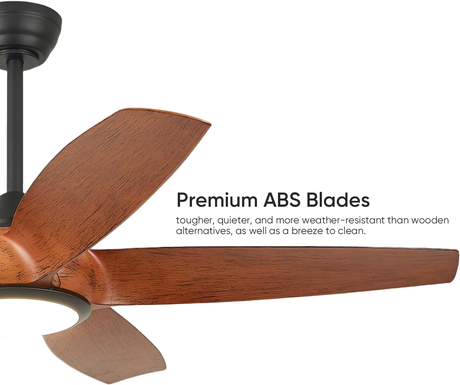 56" 5-Blade Matte Black & Wood Ceiling Fan with Remote - view 17