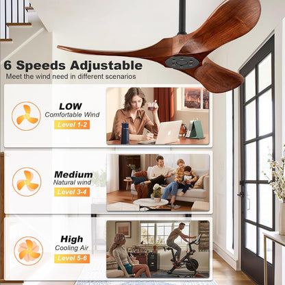 36" Walnut Wood Ceiling Fan with Remote - view 18