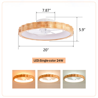 20" Plum Blossom Flush Mount Ceiling Fan with Dimmable LED - view 6