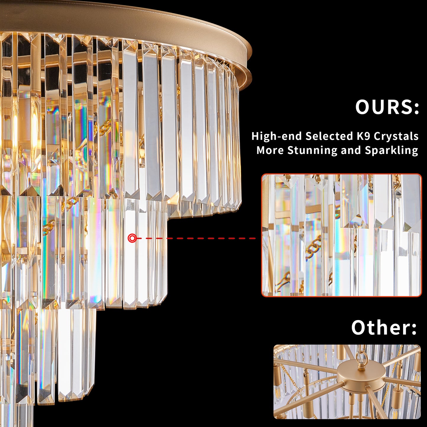 24" 4-Tier Gold Crystal Chandelier - view 7