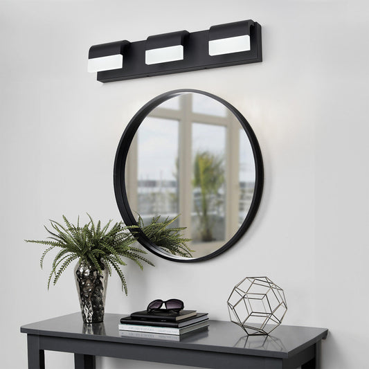 3-Light Matte Black Dimmable LED Vanity Light