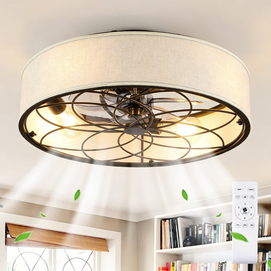 20" Farmhouse Fabric Bladeless Ceiling Fan with Remote - view 2