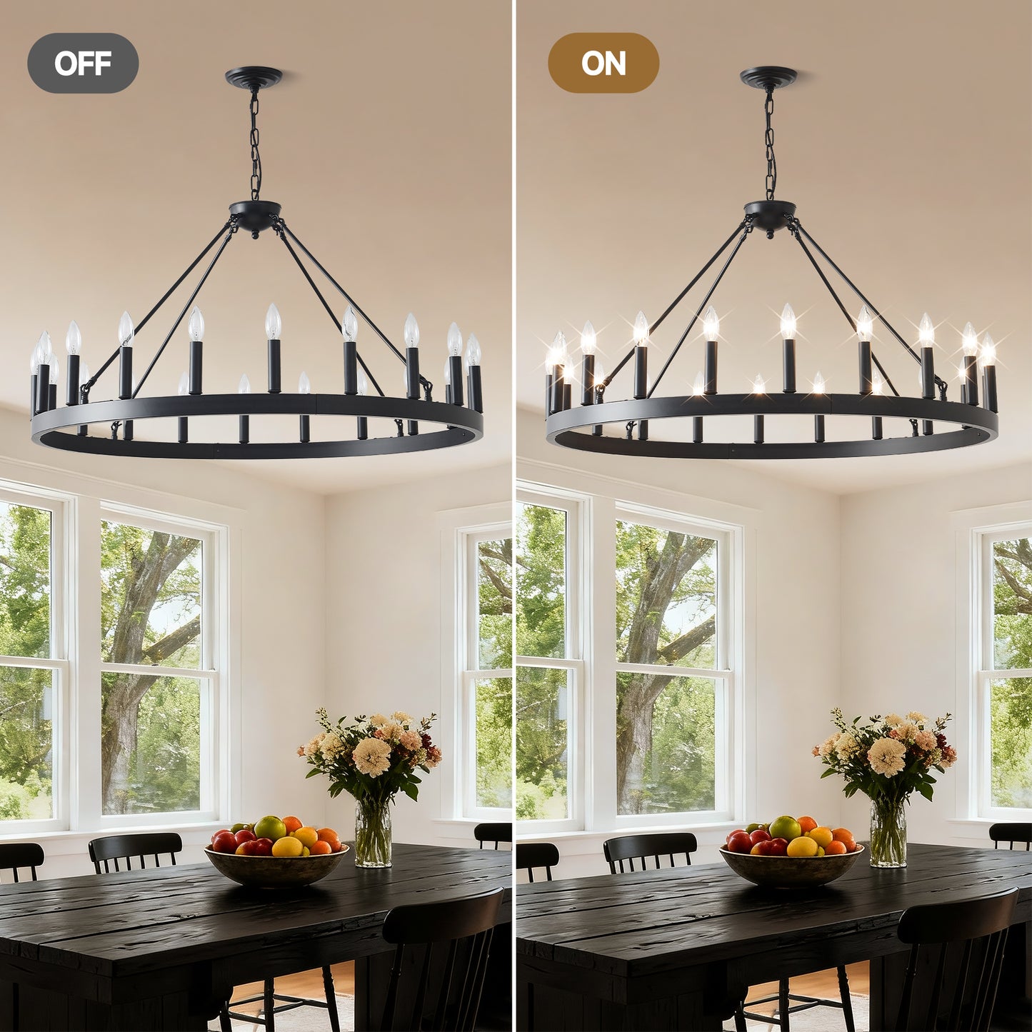 39.4" 20-Light Wagon Wheel Farmhouse Chandelier - view 5