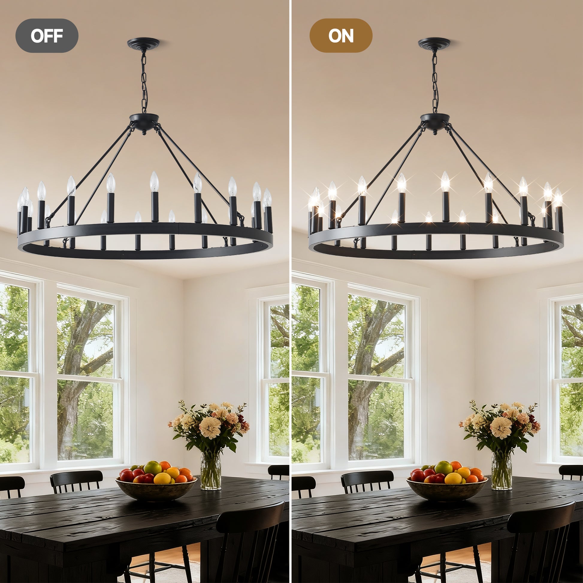 39.4" 20-Light Wagon Wheel Farmhouse Chandelier - view 5