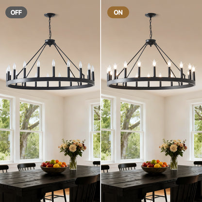 39.4" 20-Light Wagon Wheel Farmhouse Chandelier - view 5