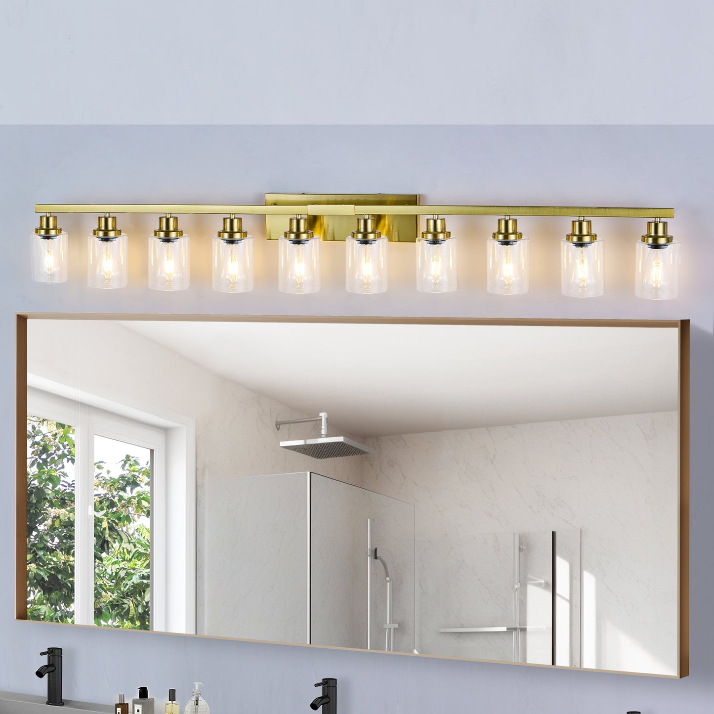 52" 10-Light Gold Bathroom Vanity Light