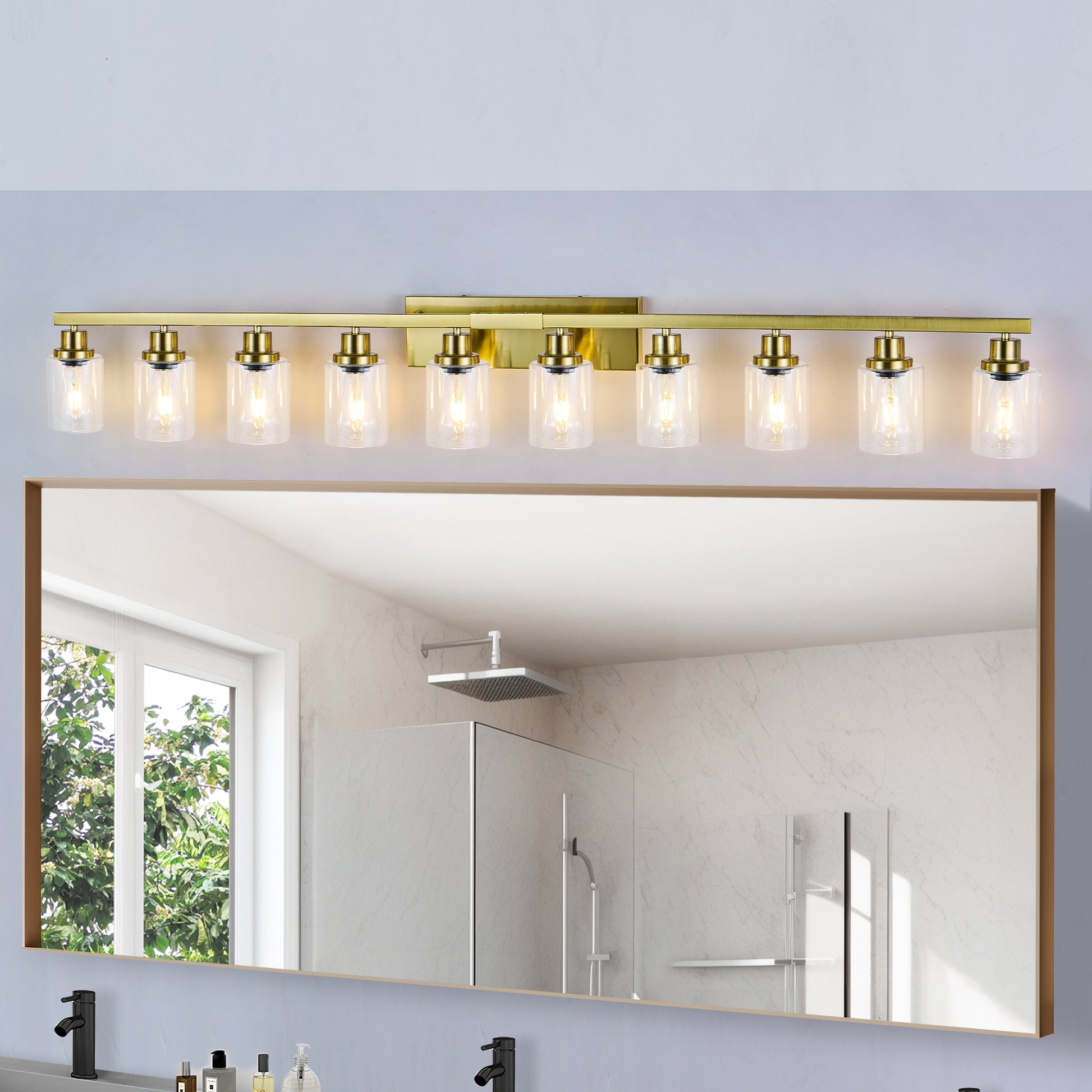52" 10-Light Gold Bathroom Vanity Light