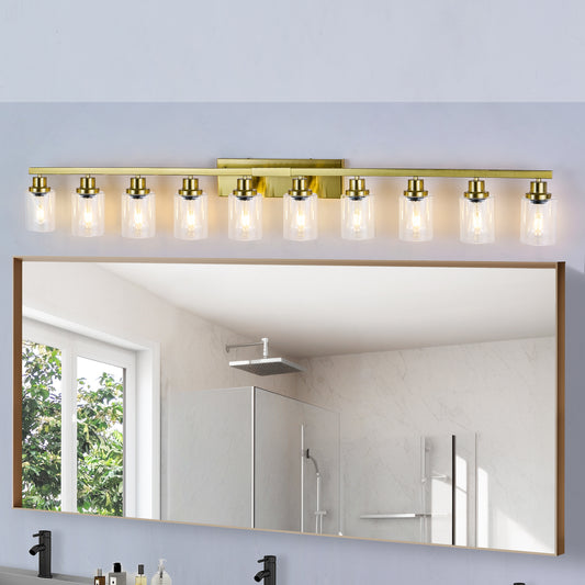 52" 10-Light Gold Bathroom Vanity Light