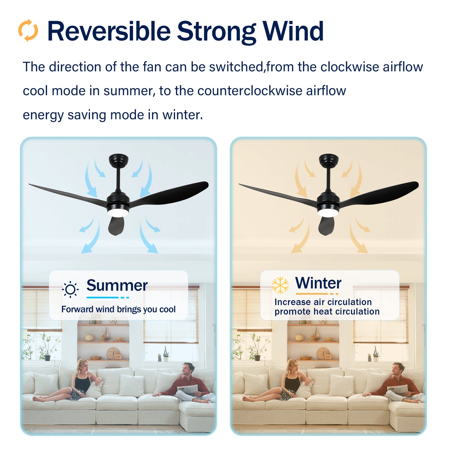52" Matte Black 3-Blade Ceiling Fan with Light - view 10