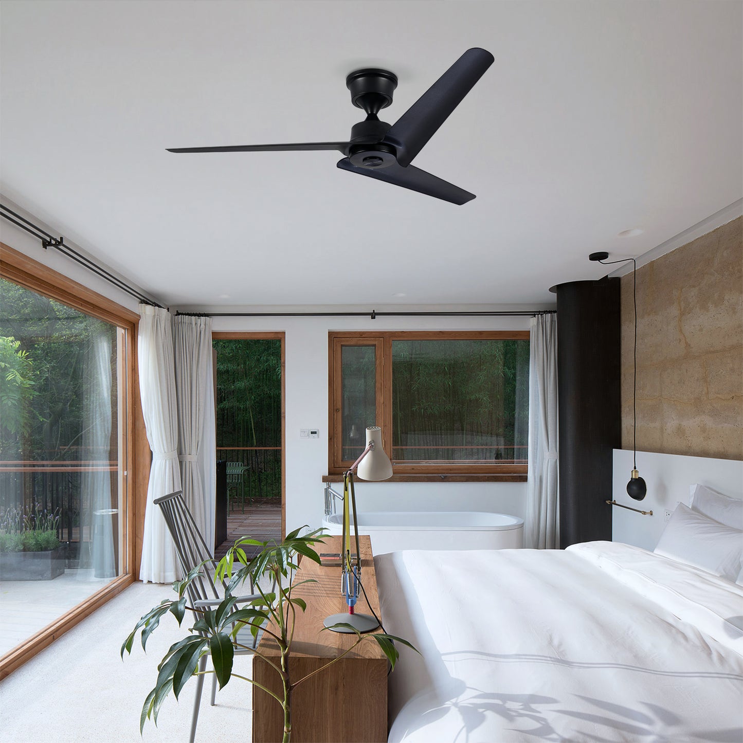 52" Black 3-Blade Ceiling Fan with Remote - view 5