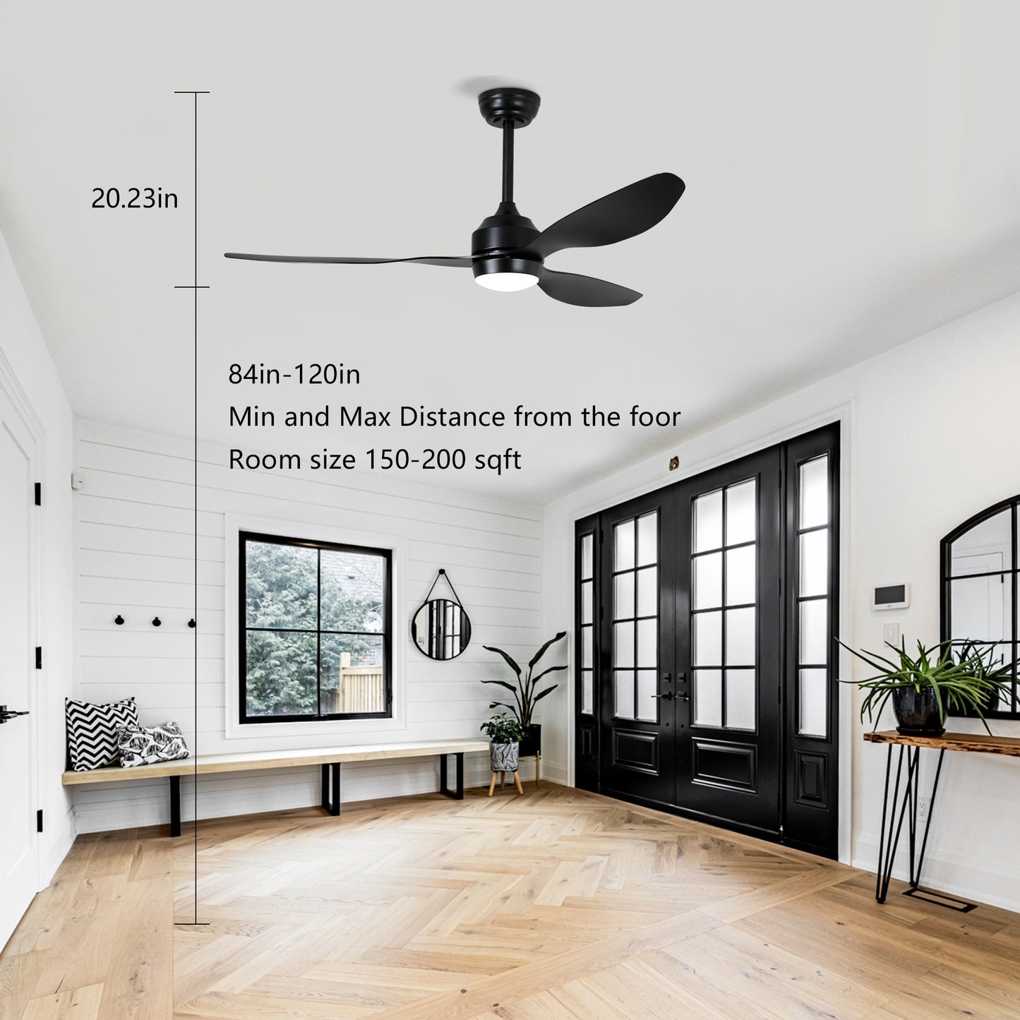 52" Matte Black 3-Blade Ceiling Fan with Light - view 14