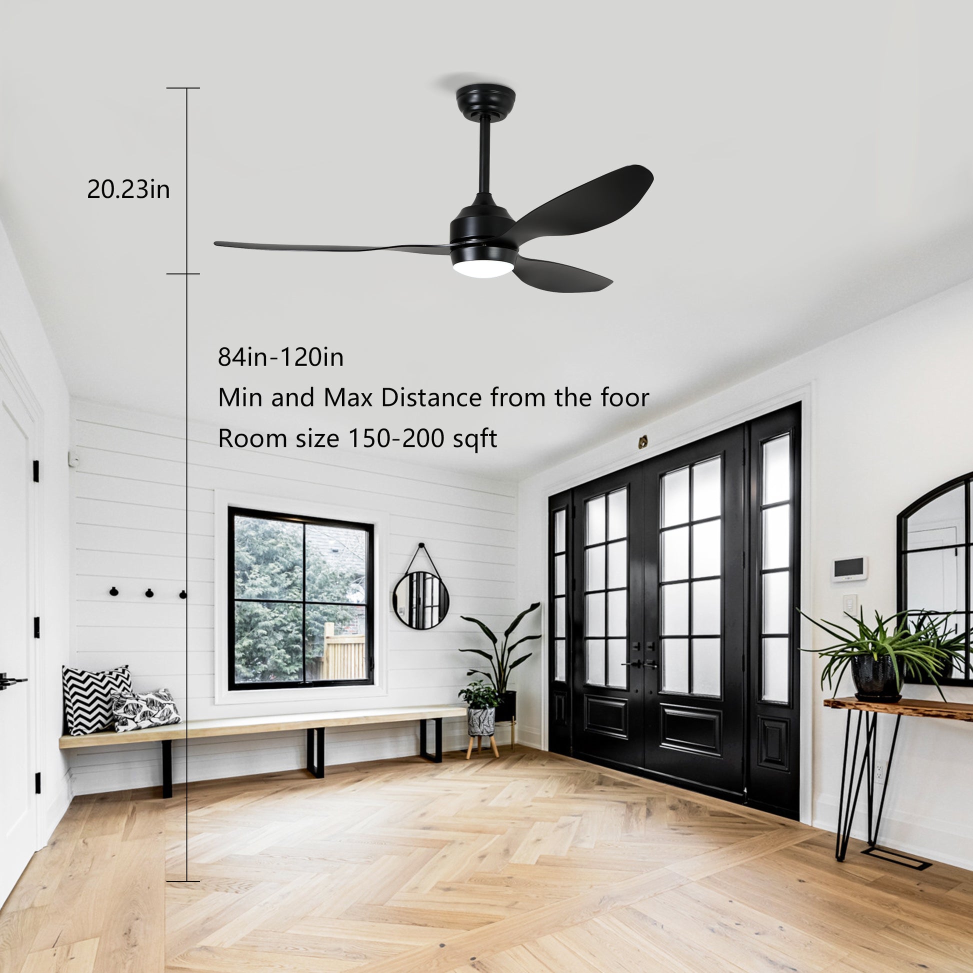 52" Matte Black 3-Blade Ceiling Fan with Light - view 14