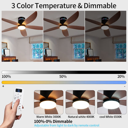 52" Matte Black 5-Blade Ceiling Fan with LED Light - view 7