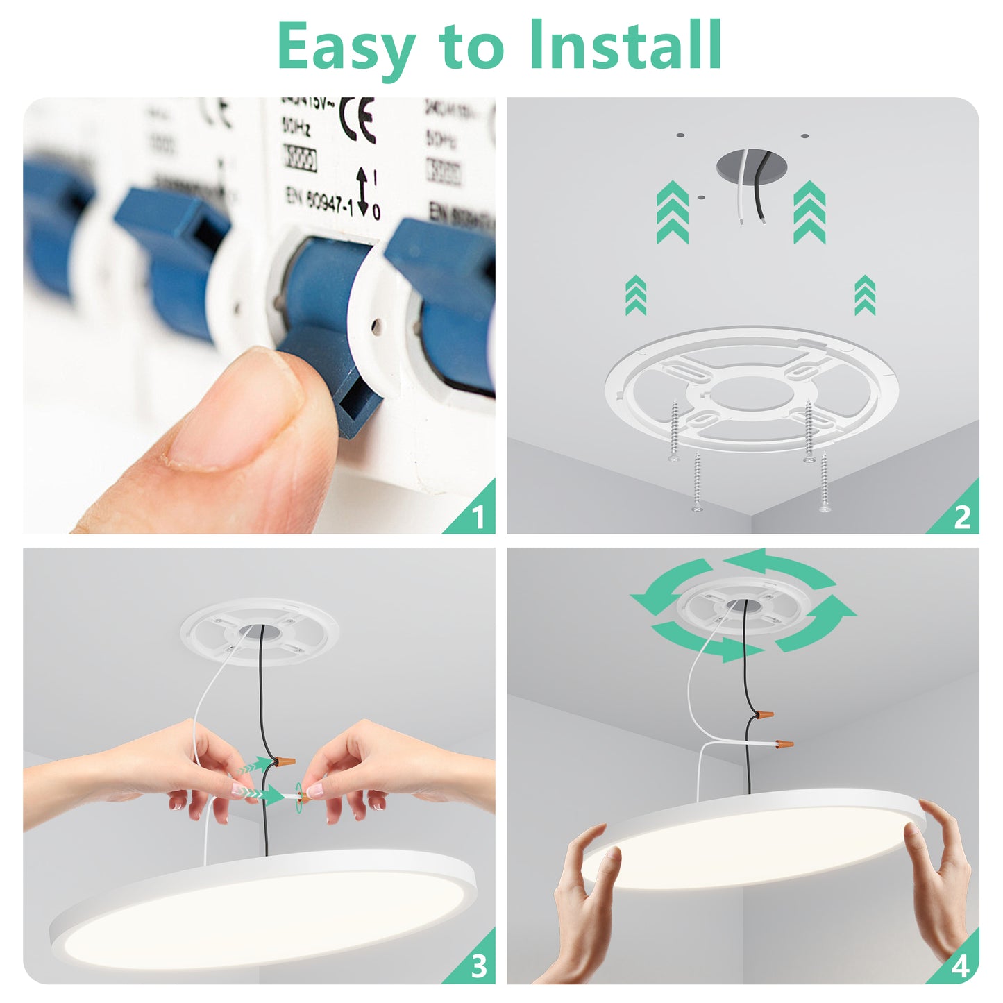 16" White Flush Mount Ceiling Light with Dimmable LED - view 6