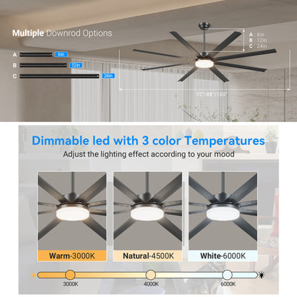 88" Black Industrial Ceiling Fan with Remote - view 8