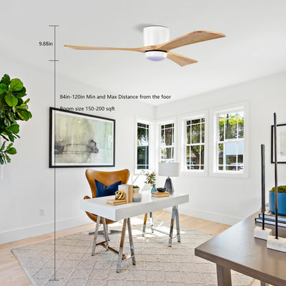 52" Matte White & Natural Wood Ceiling Fan with Remote - view 7