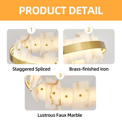 46.8" Gold Alabaster Rectangle Chandelier - view 6