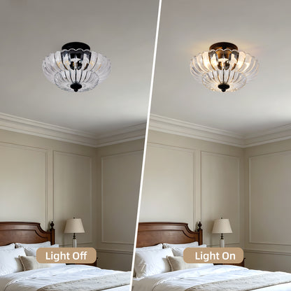3-Light Black Smoky Gray Glass Semi Flush Mount Ceiling Light - view 8