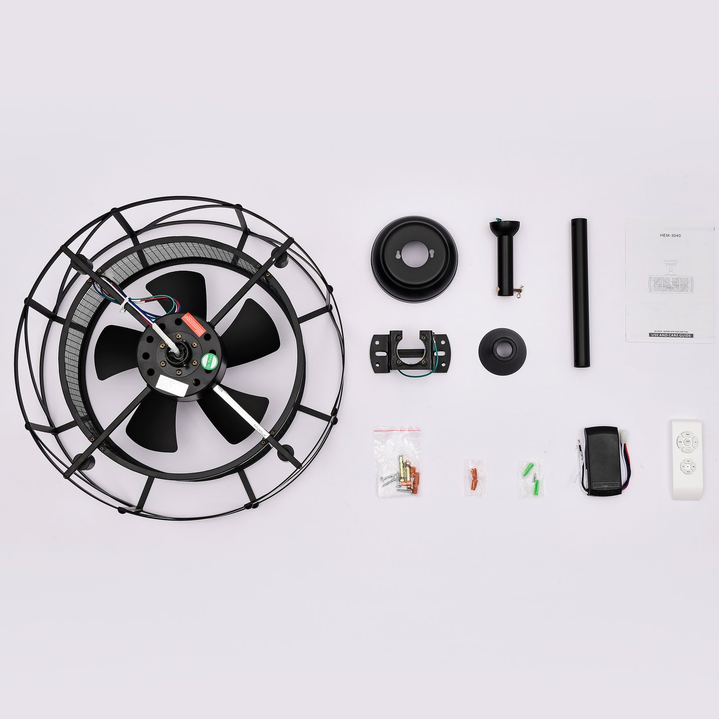20" Matte Black Industrial Ceiling Fan with Remote - view 13