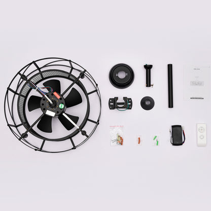 20" Matte Black Industrial Ceiling Fan with Remote - view 13