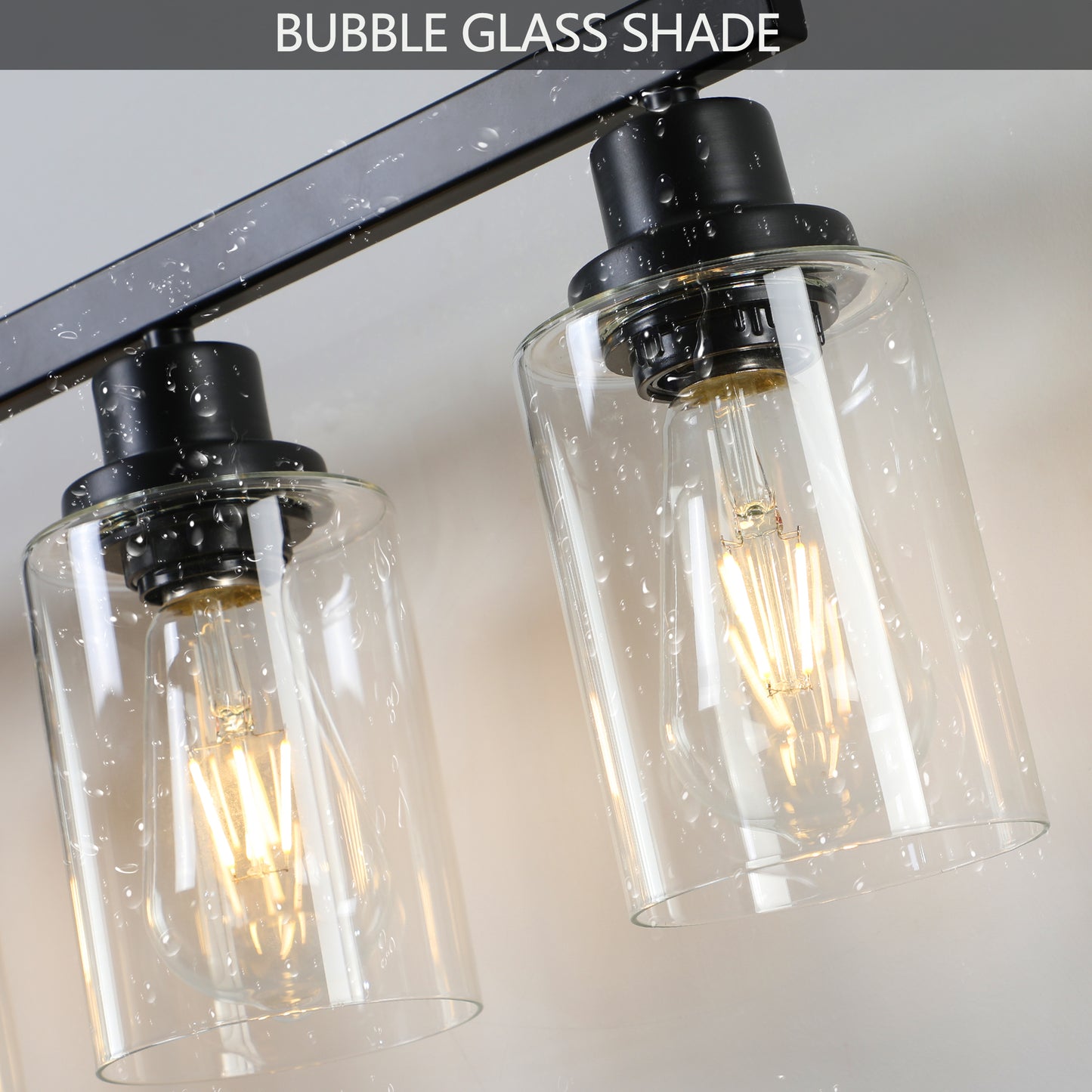 51" 8-Light Black Vanity Light with Clear Glass - view 7