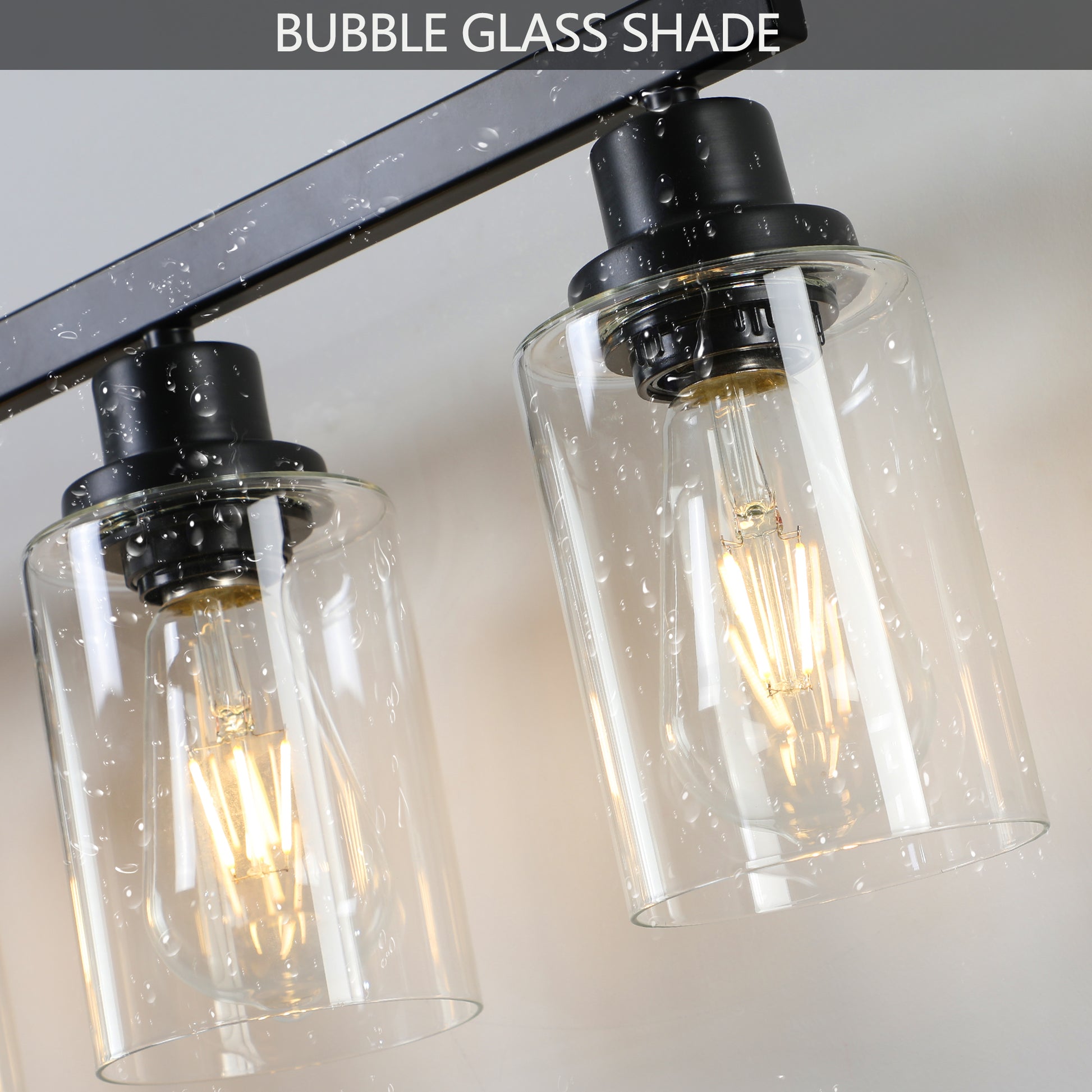 51" 8-Light Black Vanity Light with Clear Glass - view 7