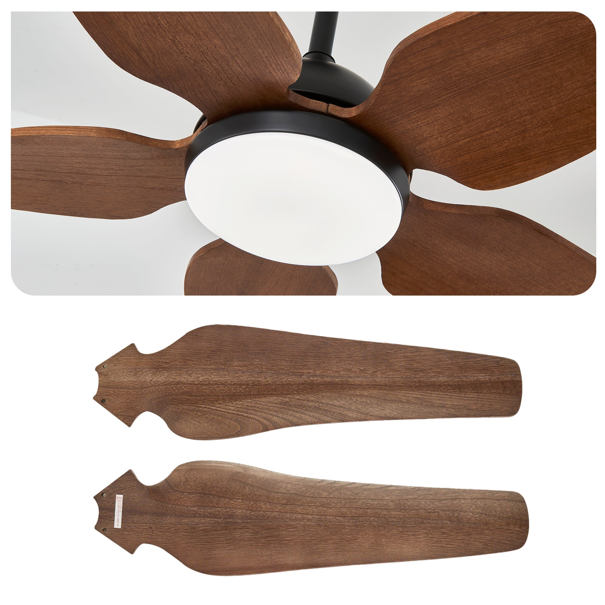 52" Black Brown Reversible Ceiling Fan with Light - view 15