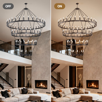 69.3" 4-Tier Wagon Wheel Farmhouse Chandelier, 80-Light - view 4