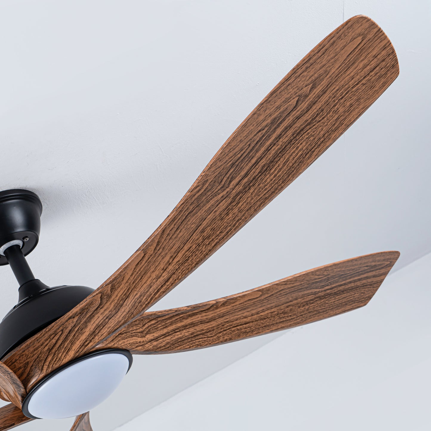 56" Matte Black & Wood Ceiling Fan with LED Light - view 15