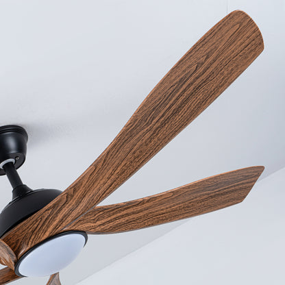 56" Matte Black & Wood Ceiling Fan with LED Light - view 15