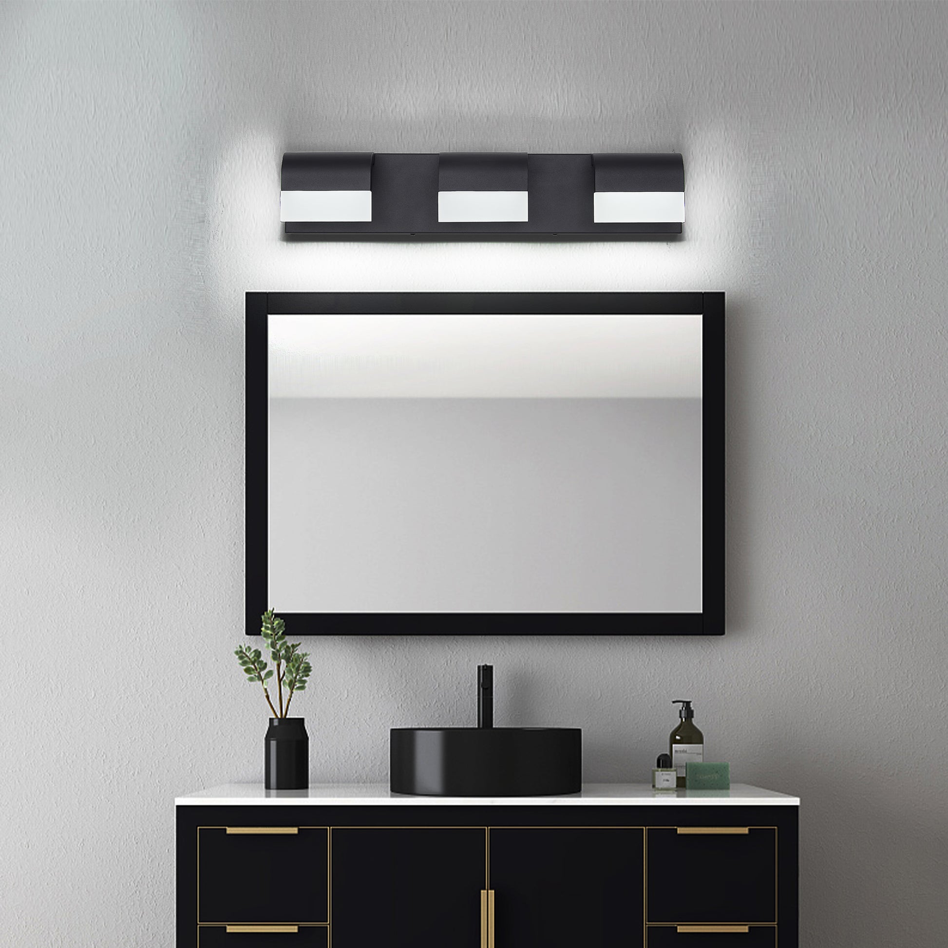 3-Light Matte Black Dimmable LED Vanity Light - view 4