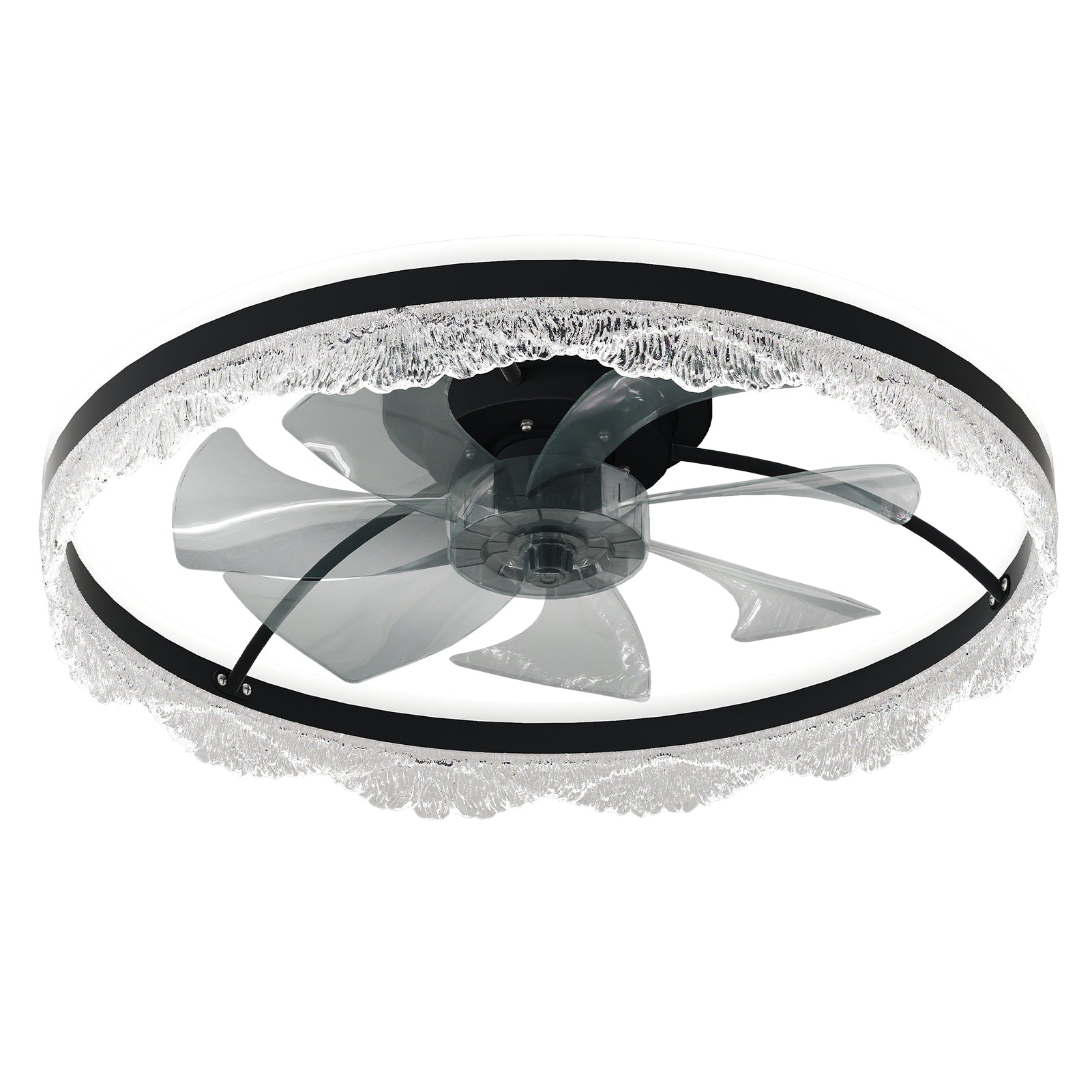 24" Black Crystal Flush Mount Ceiling Fan with LED - view 9