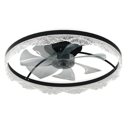 24" Black Crystal Flush Mount Ceiling Fan with LED - view 9