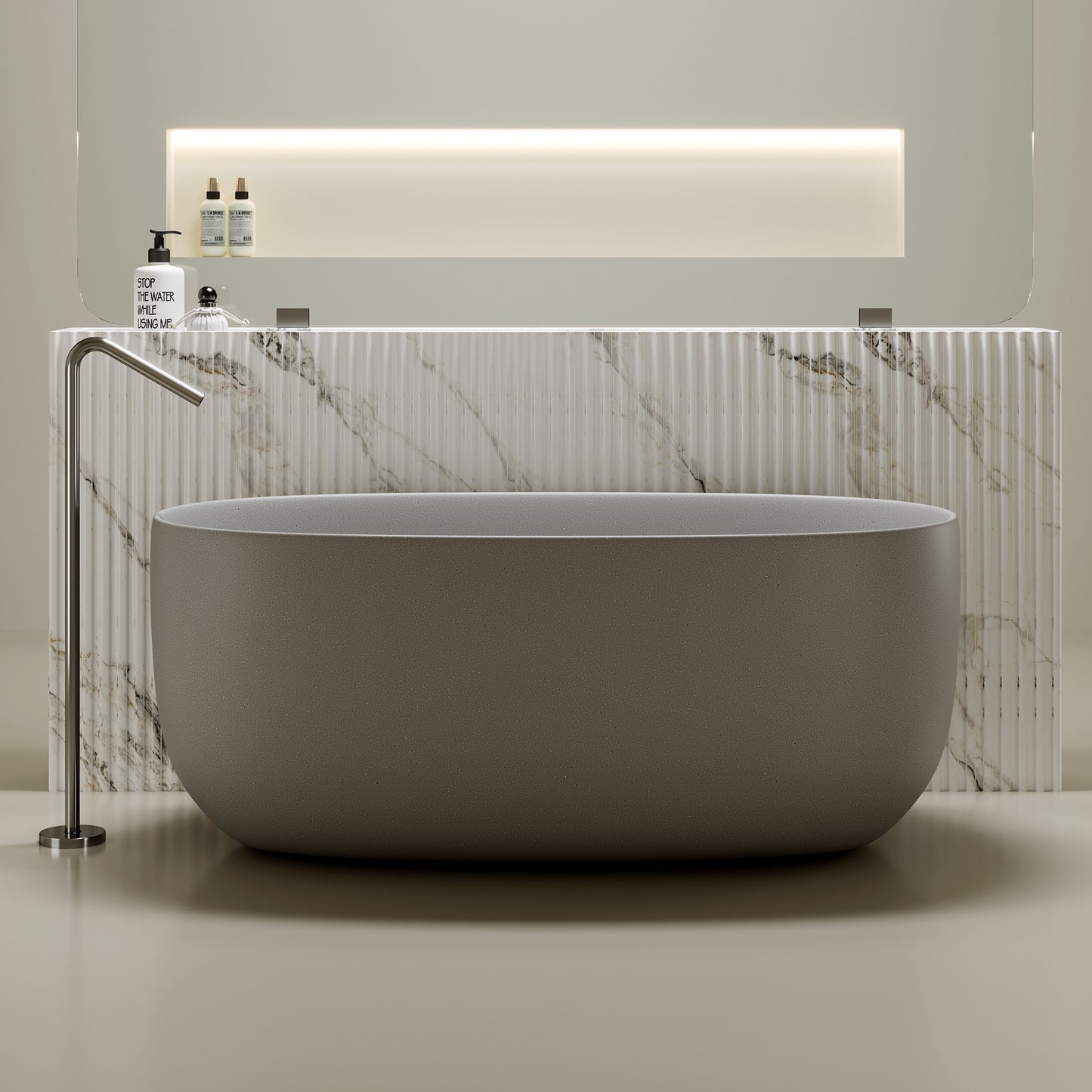 Gray Oval Freestanding Tub