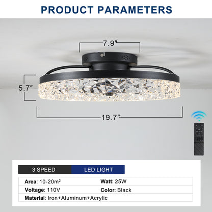 20" Black Low Profile Ceiling Fan with Dimmable LED - view 8