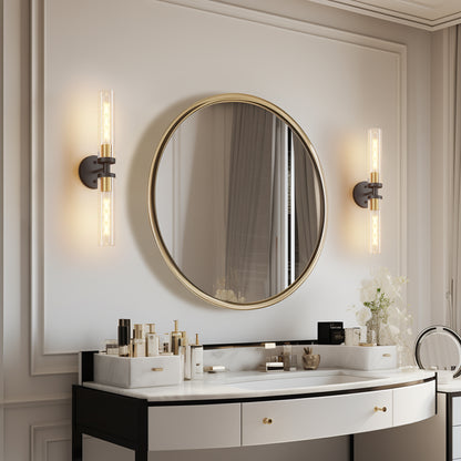 Black & Gold Wall Sconce with Clear Glass, Set of 2 - view 4