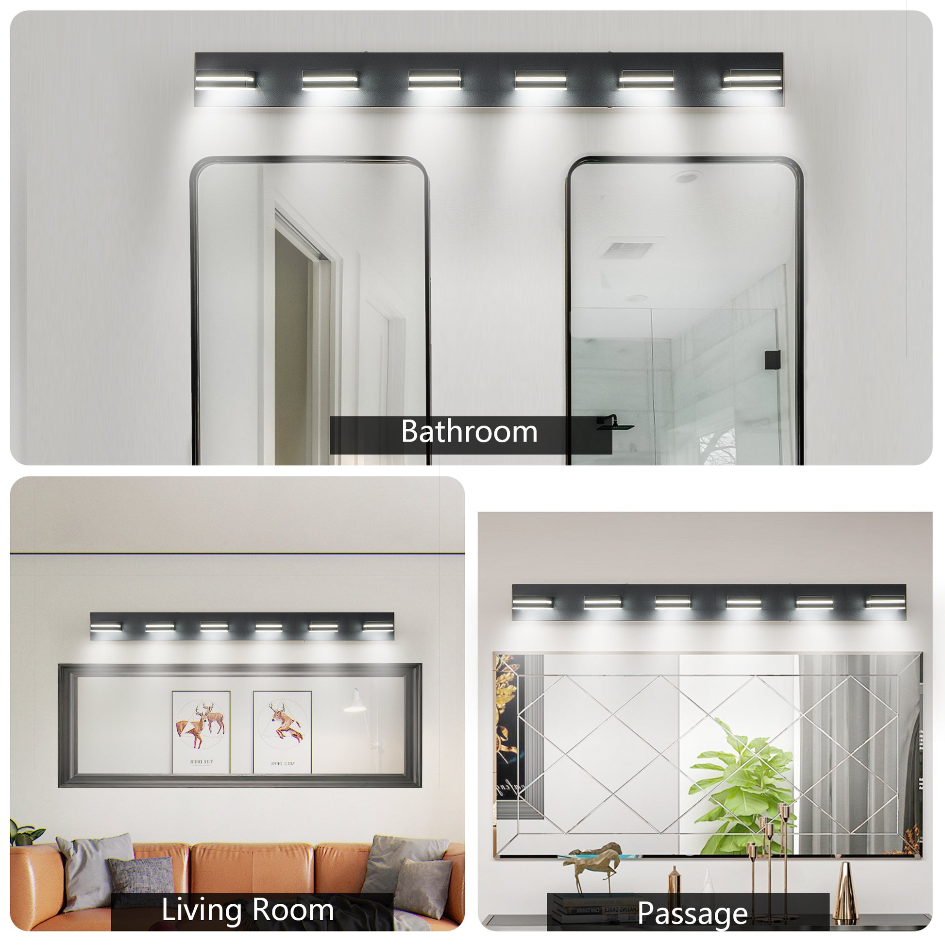 6-Light Black Minimalist LED Vanity Light - view 5