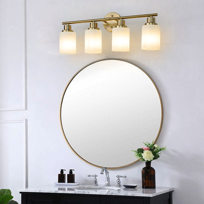 24" 4-Light Gold Vanity Light with Frosted Glass