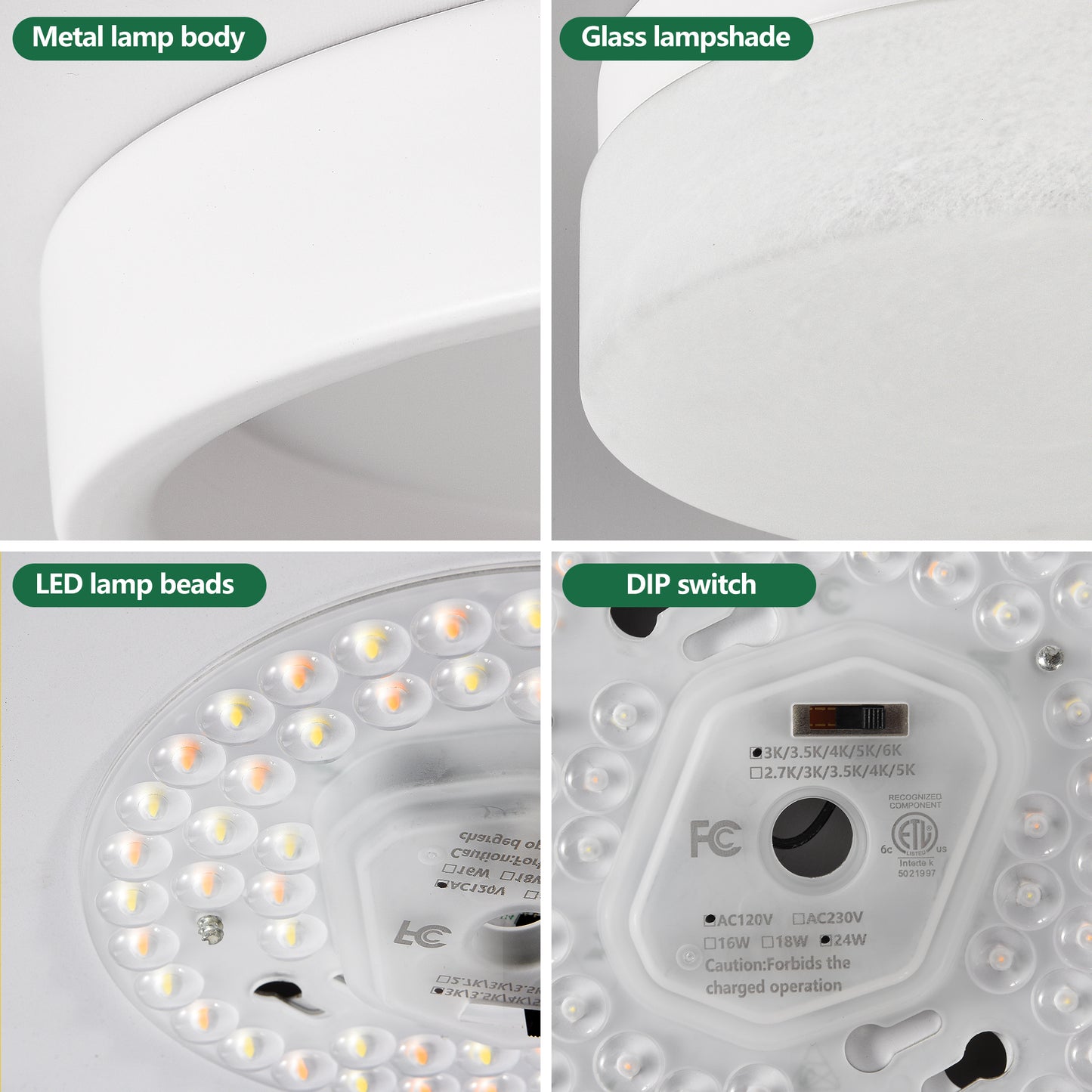 12" White Round LED Flush Mount Ceiling Light - view 6