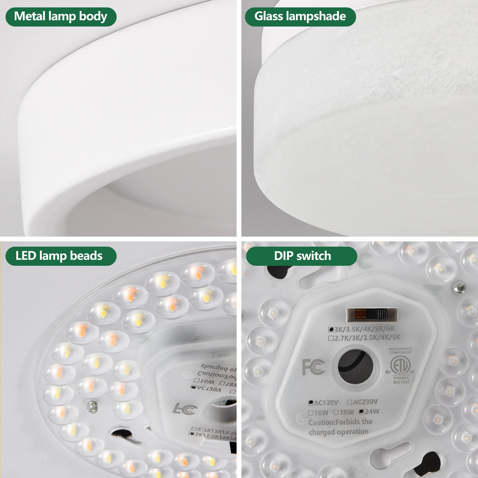 12" White Round LED Flush Mount Ceiling Light - view 6